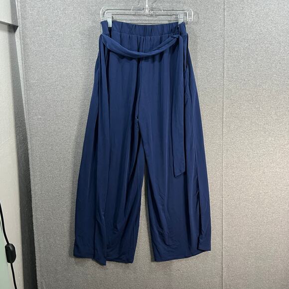 Girl With Curves Petite Wide Leg Knit Pant Navy, Petite Small - Picture 2 of 10